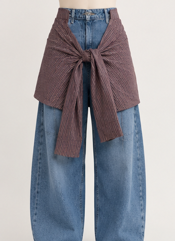 JEANS ONLY BARREL VITA ALTA CON CAMICIA