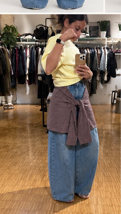 JEANS ONLY BARREL VITA ALTA CON CAMICIA