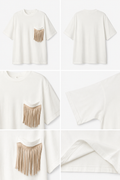 T-shirt mezza manica con frange