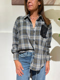 CAMICIA IN CHECK TENSIONE IN CON TASCHINO PAILLETES