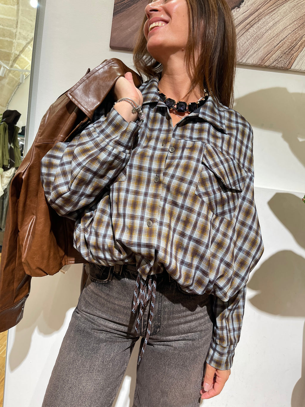 BOMBER CAMICIA CHECK TENSIONE IN