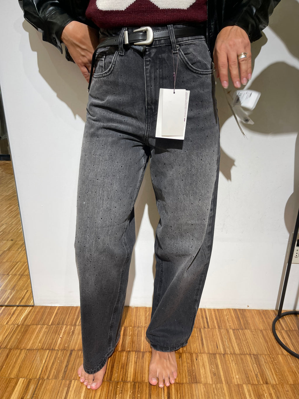 JEANS ONLY CON CINTA E STRASS BAGGY