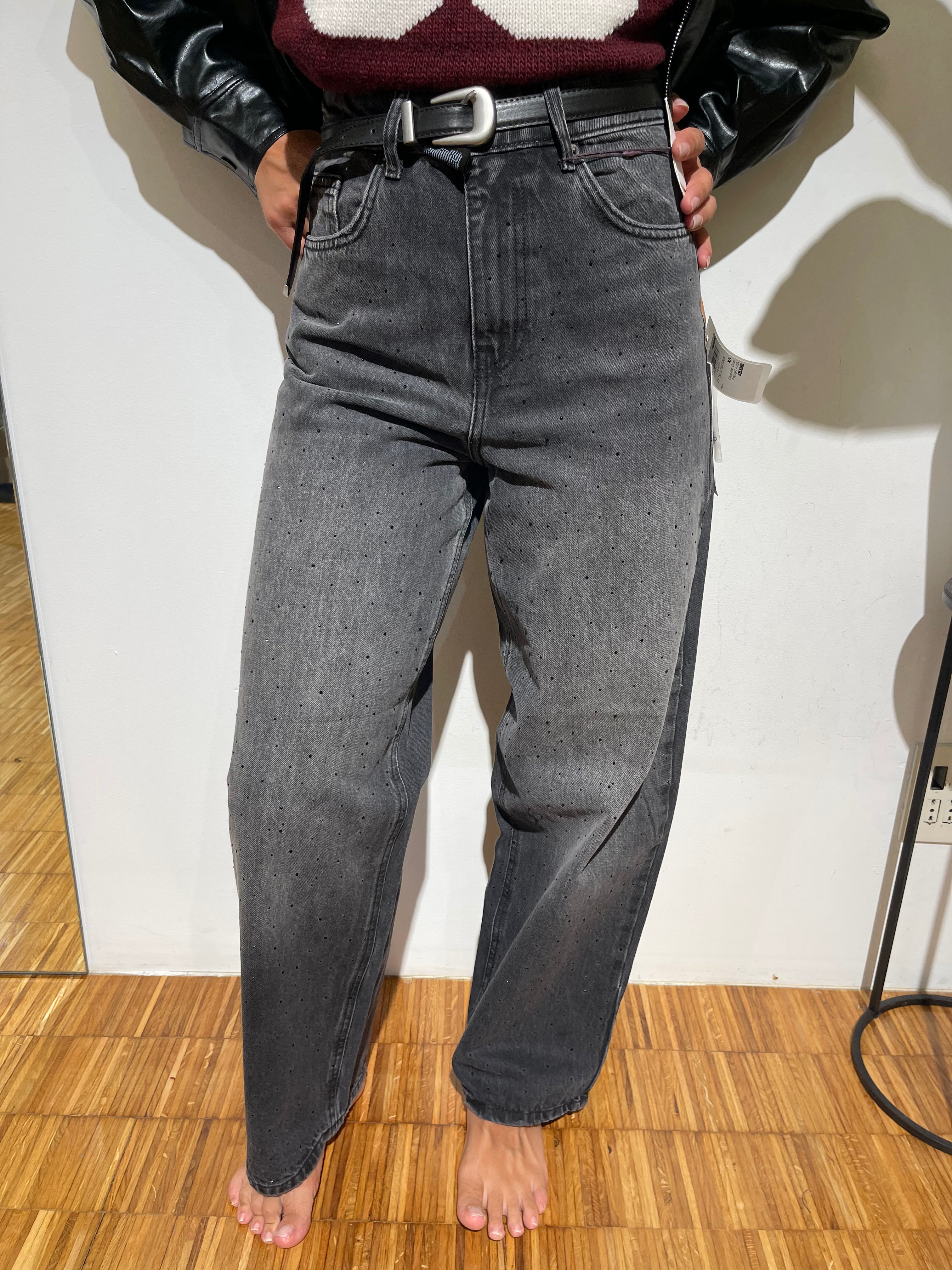 JEANS ONLY CON CINTA E STRASS BAGGY