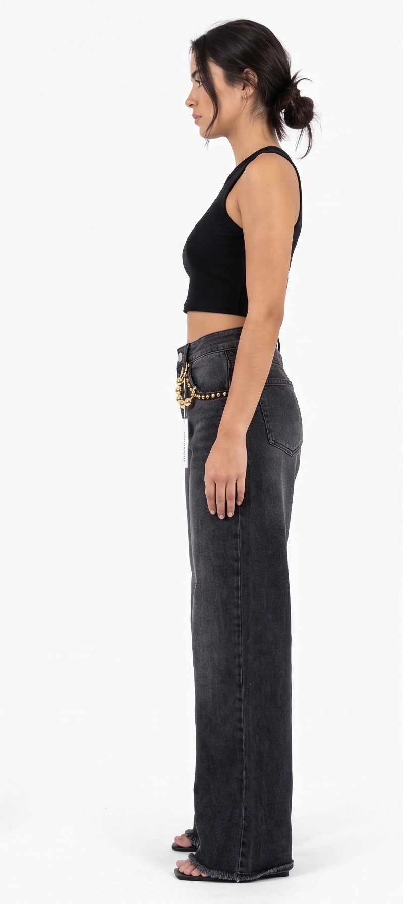 JEANS NERO CON APPLICAZIONI