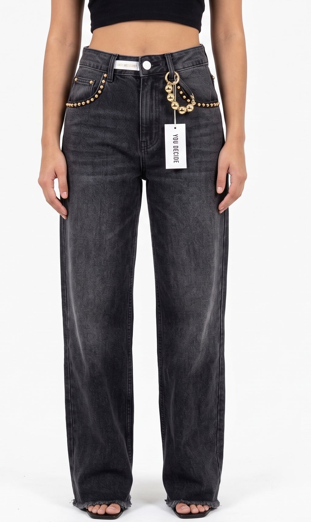 JEANS NERO CON APPLICAZIONI