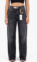 JEANS NERO CON APPLICAZIONI