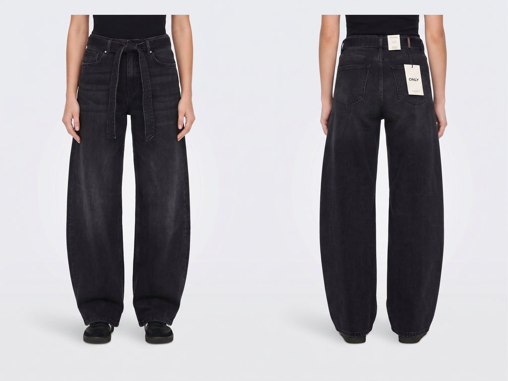 JEANS BARREL NERO ONLY
