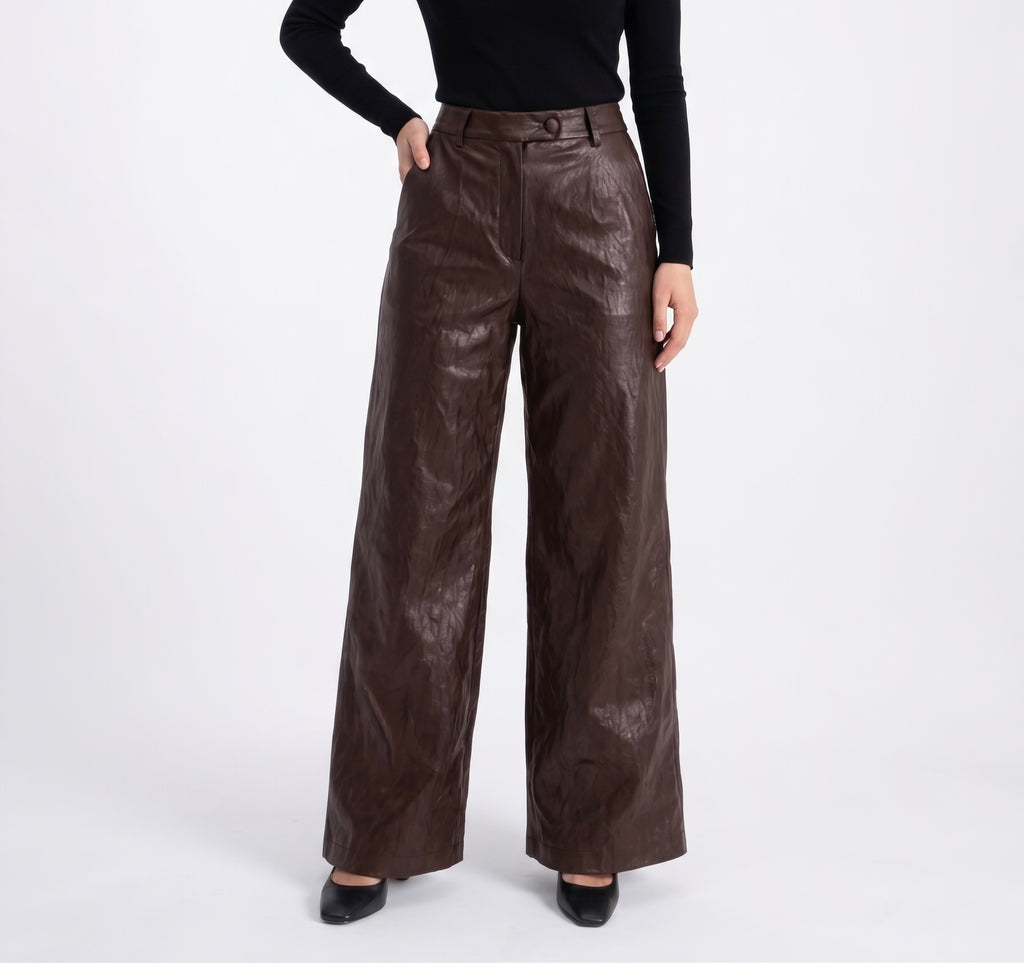 PANTALONE ECOPELLE A PALAZZO