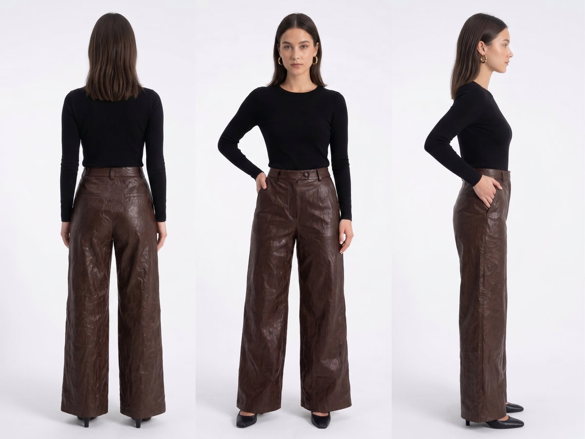 PANTALONE ECOPELLE A PALAZZO