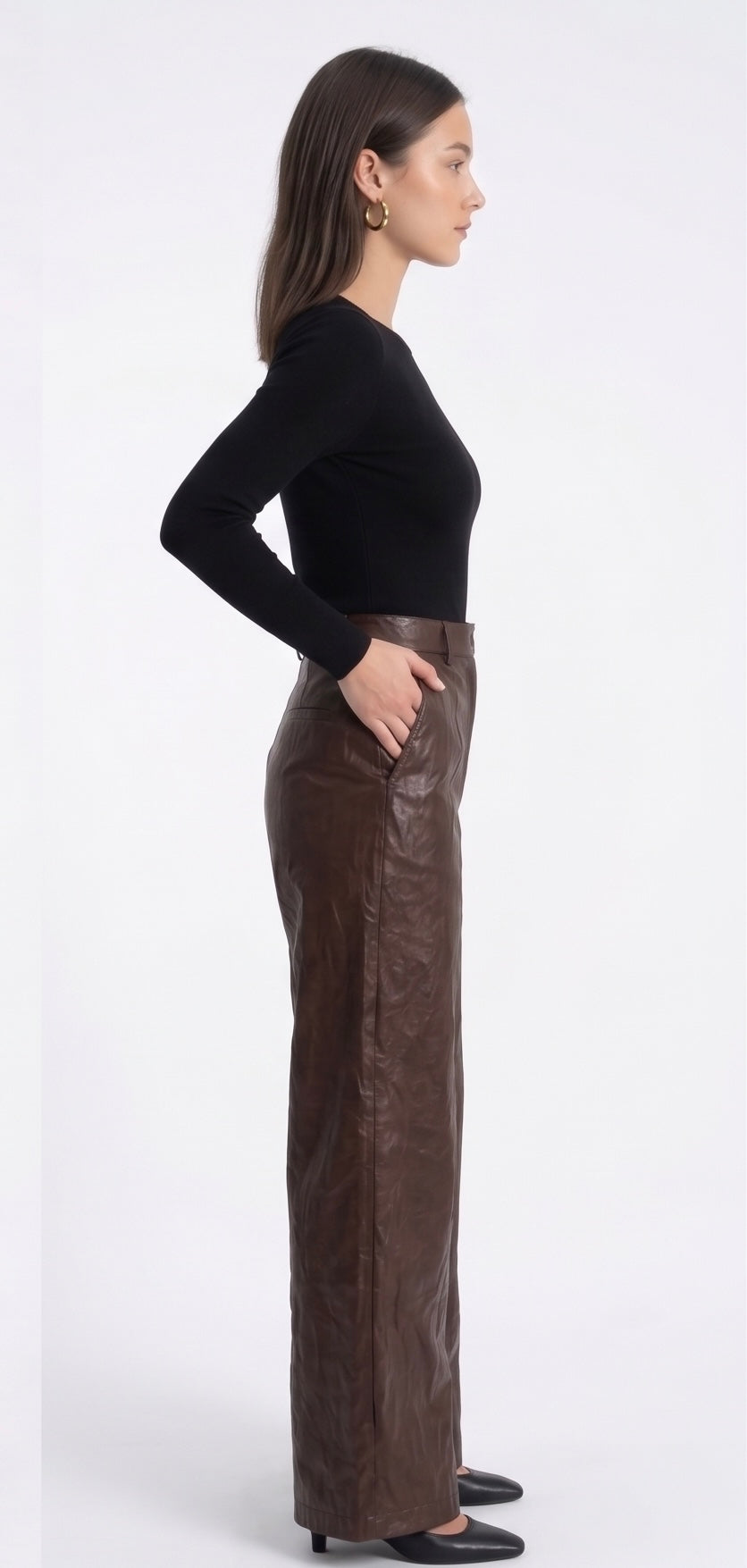 PANTALONE ECOPELLE A PALAZZO