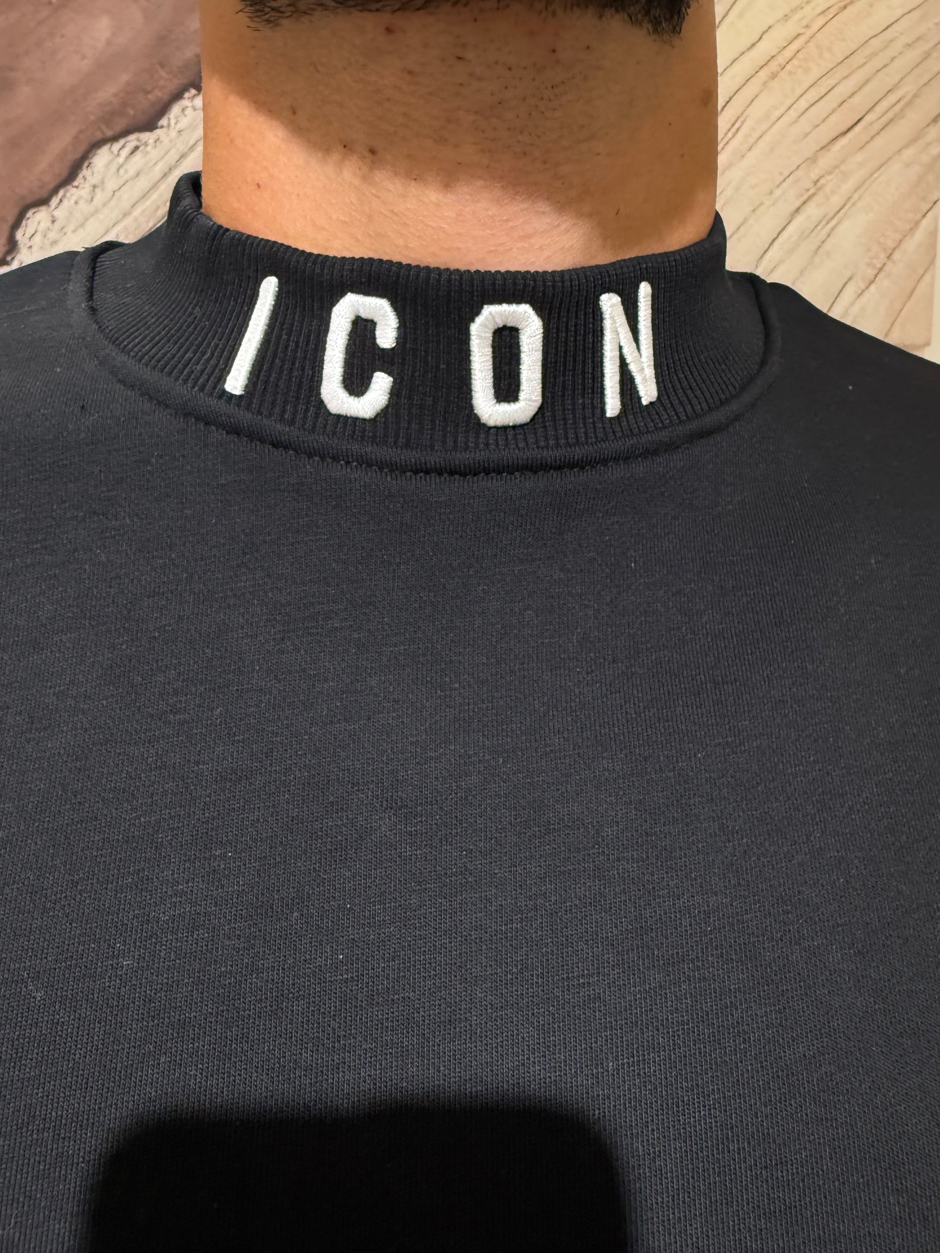 ICON FELPA GIROCOLLO RICAMO SU COSTINA