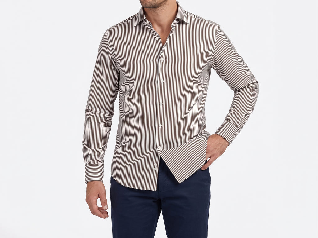CAMICIA COLLO FRANCESE NO IRON RIGHE