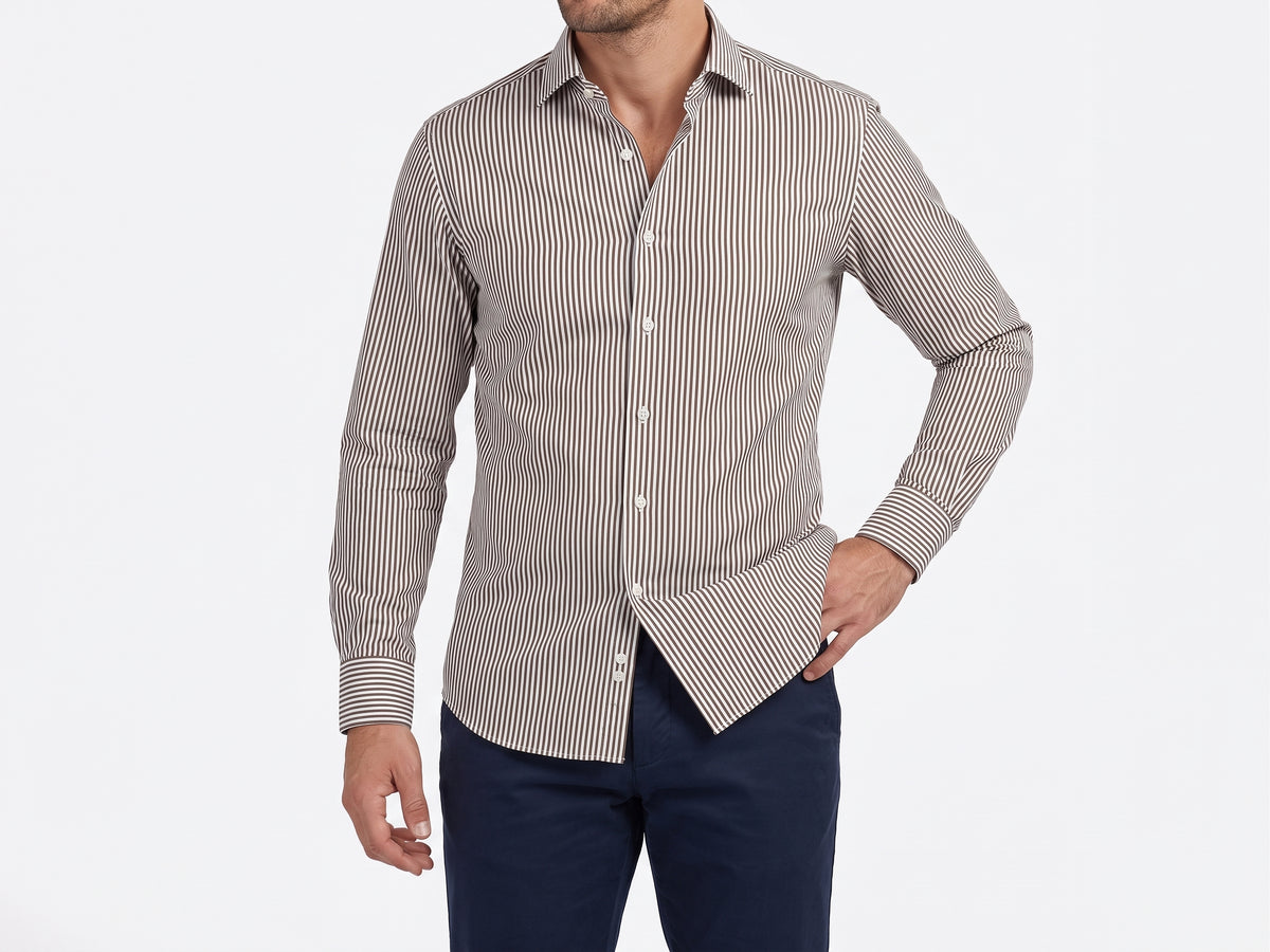 CAMICIA COLLO FRANCESE NO IRON RIGHE