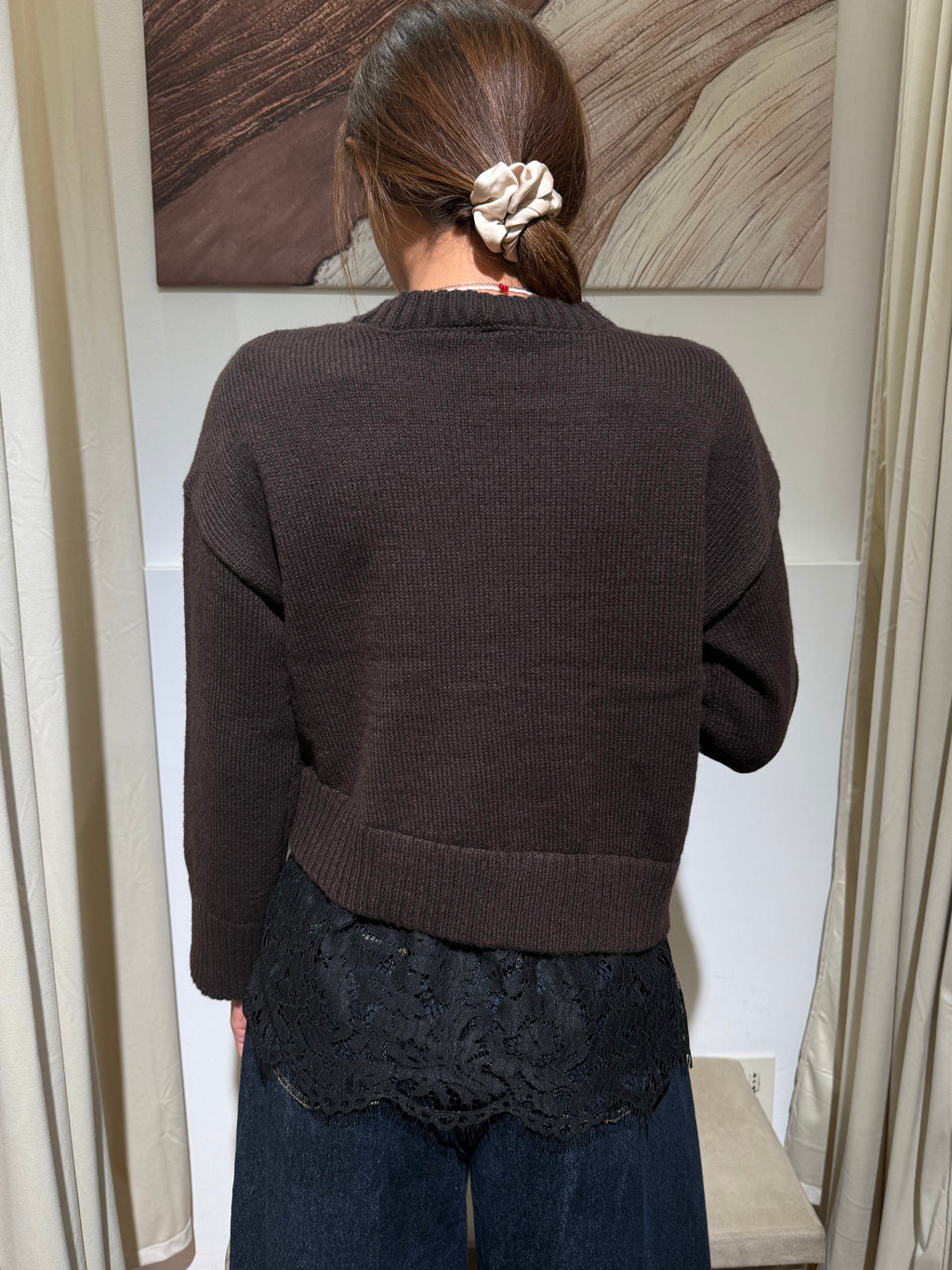 MAGLIONE CON INSERTI IN PIZZO ONLY