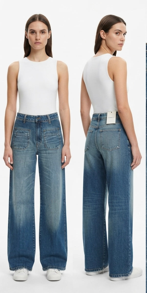 JEANS PALAZZO CON TASCHINI