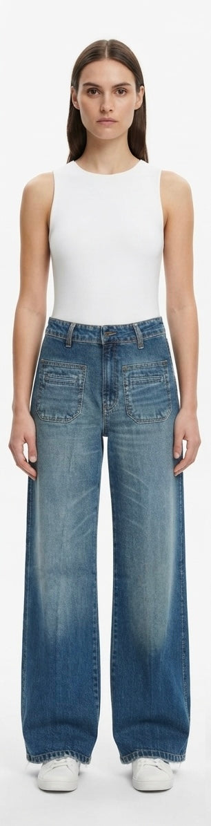 JEANS PALAZZO CON TASCHINI