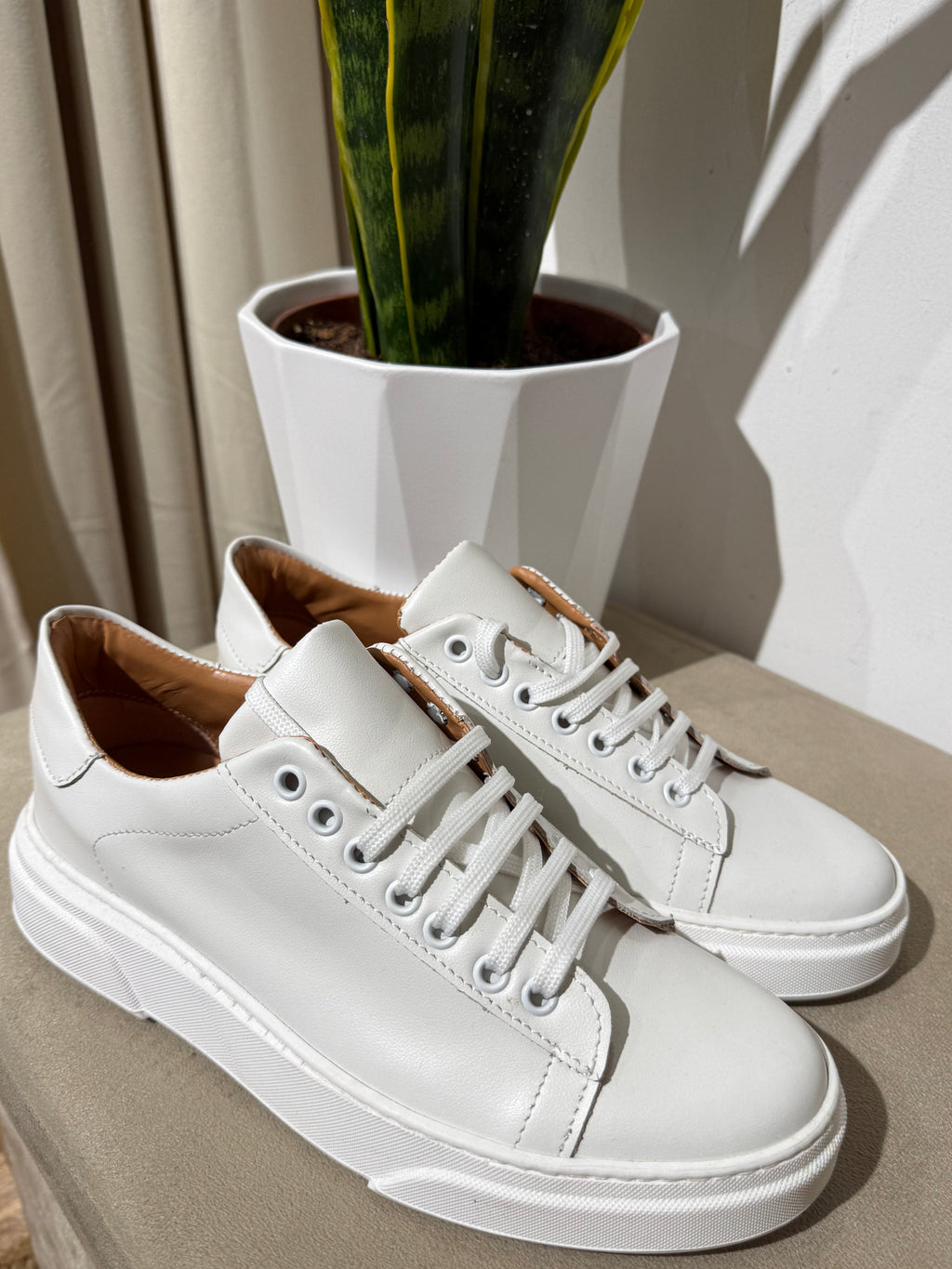 Sneakers bianca pelle uomo
