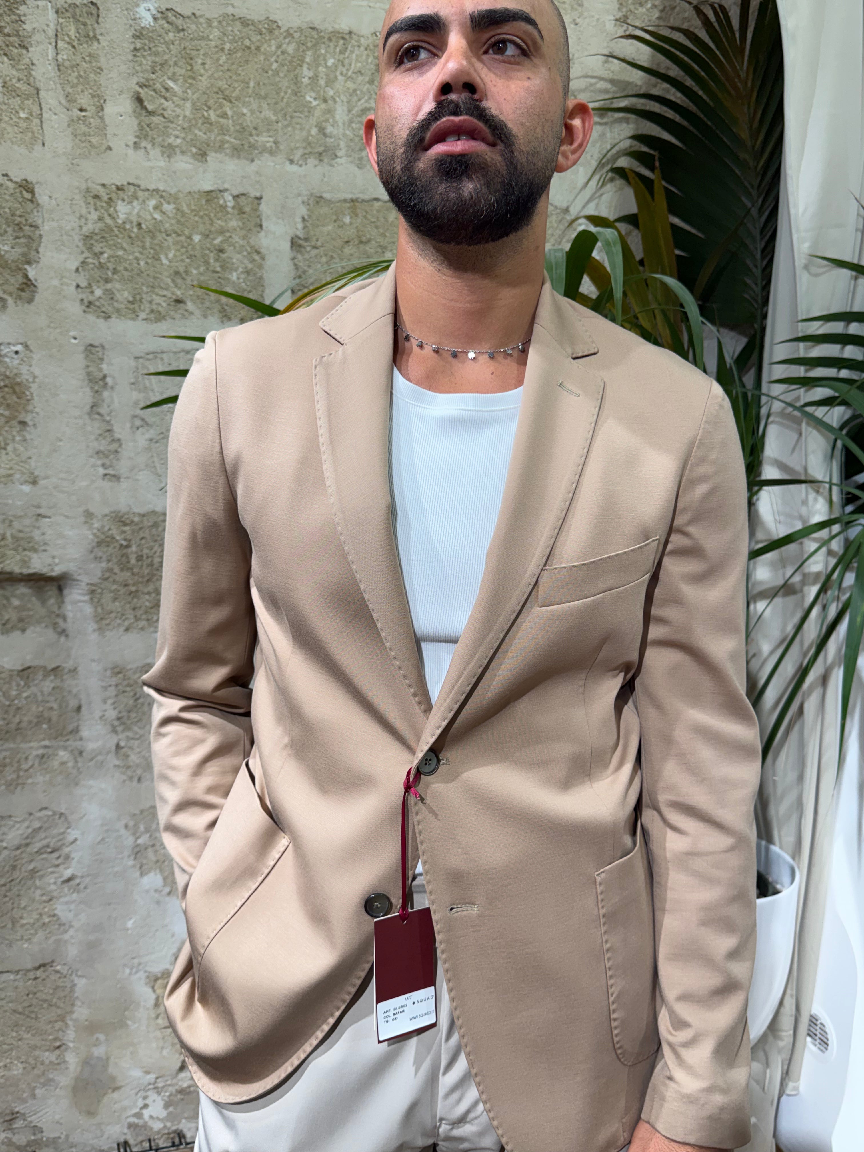 Giacca monopetto tessuto punto milano