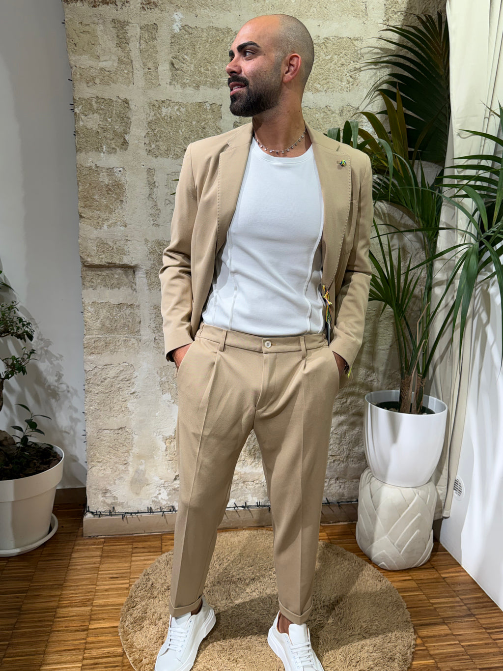 Abito goffrato con coulisse in vita