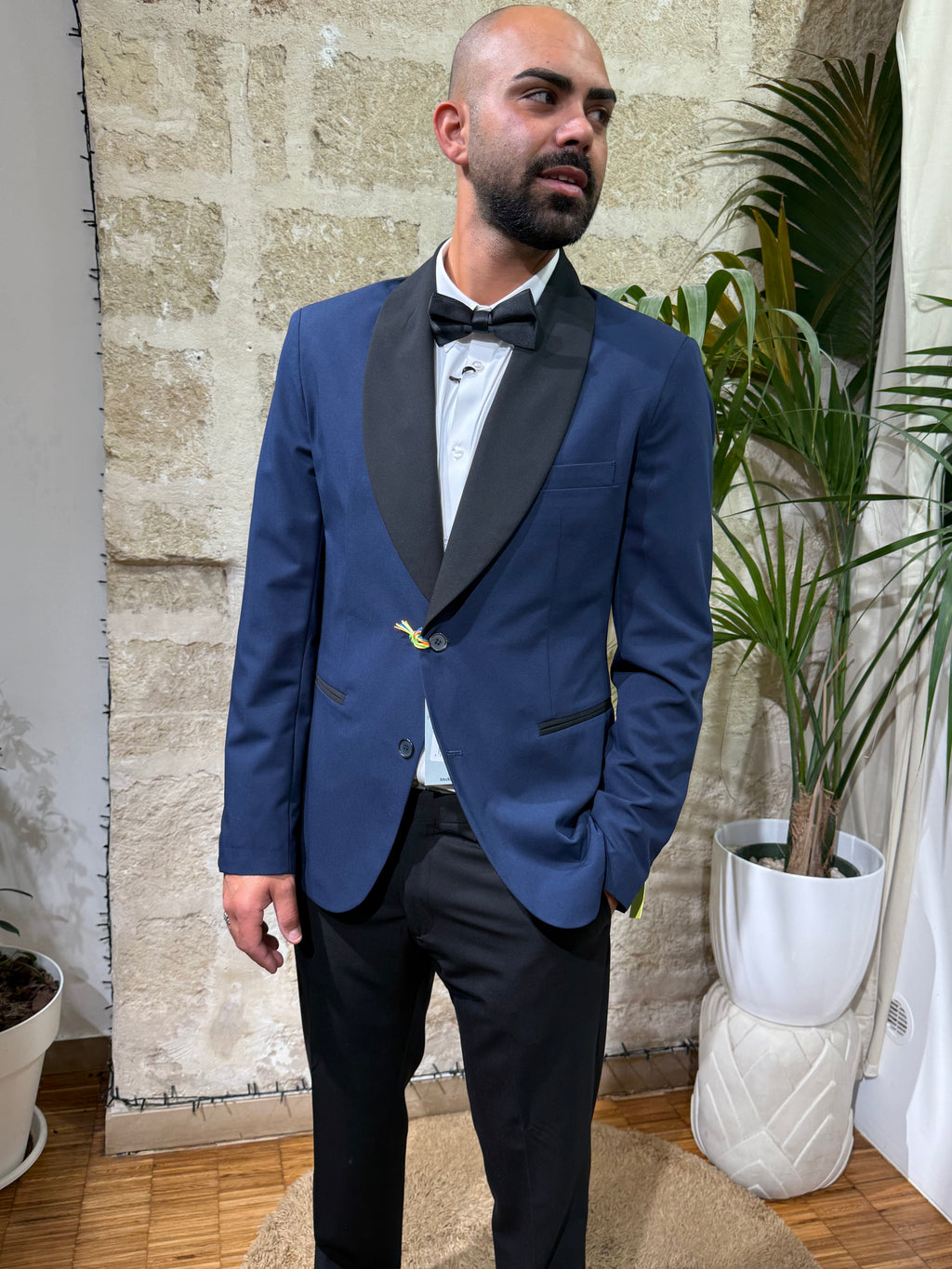 Smoking uomo classico con rever sciallato