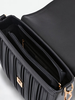BORSA A TRACOLLA NERA CON LAVORAZIONE PLISSÉ RINASCIMENTO